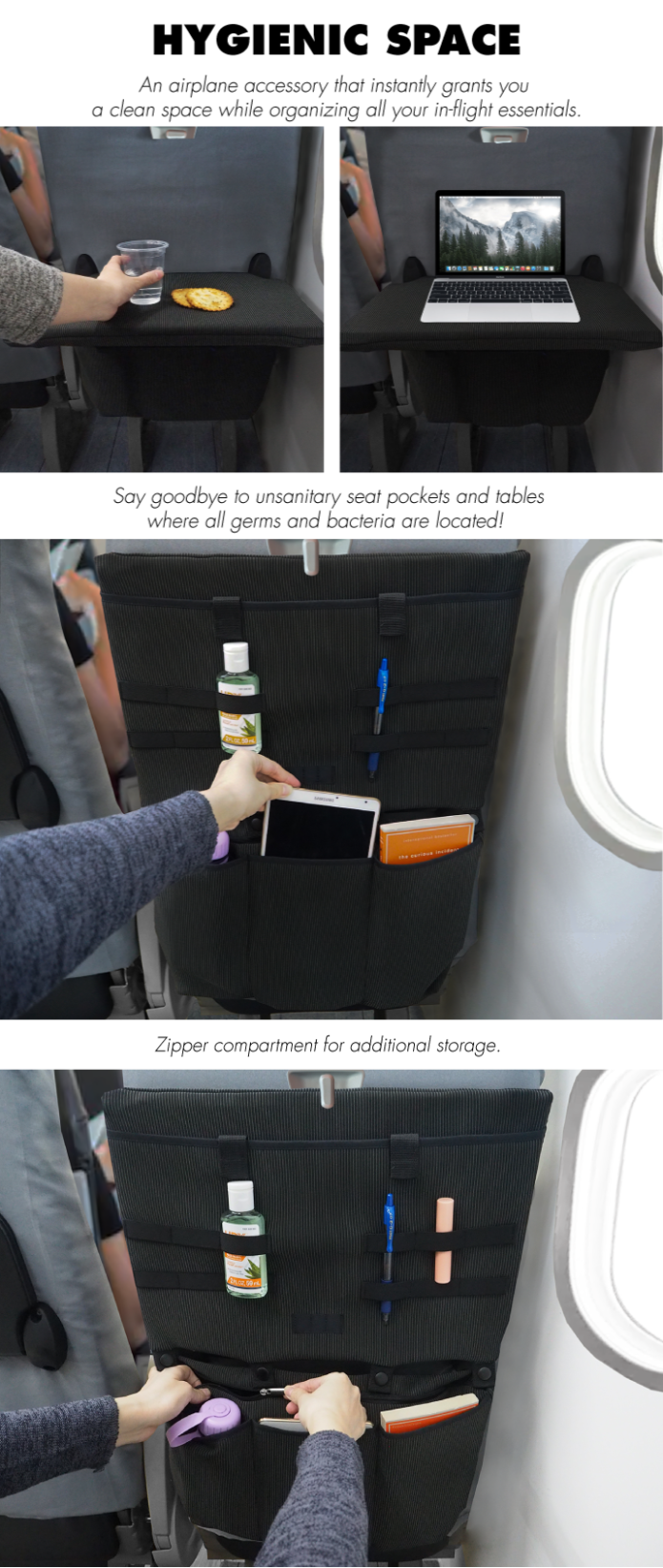 Antibacterial Copper Airplane Hygienic Organizer & Messenger Bag