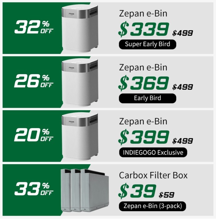 Zepan eBin Turn Food Waste to Compost in 1.5 hrs Indiegogo