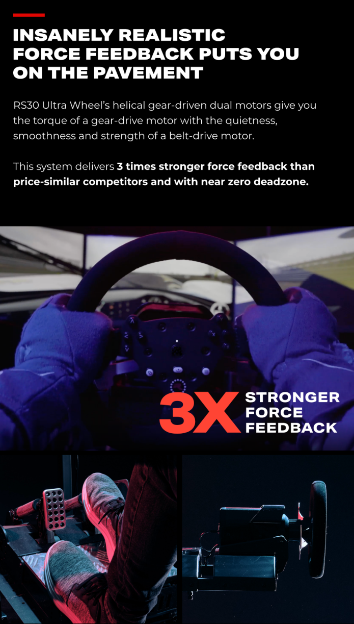 RS30 Pro-Grade Force Feedback Sim Wheel  Pedal Indiegogo