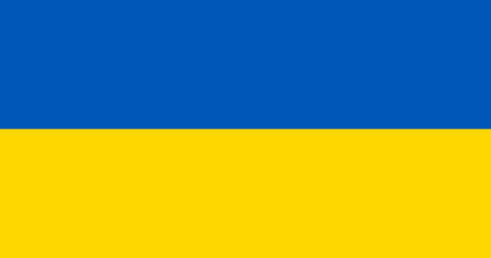 Image consists of two horizontal bars of solid colour to make the flag of Ukraine. The top one is blue, and the bottom one is yellow.