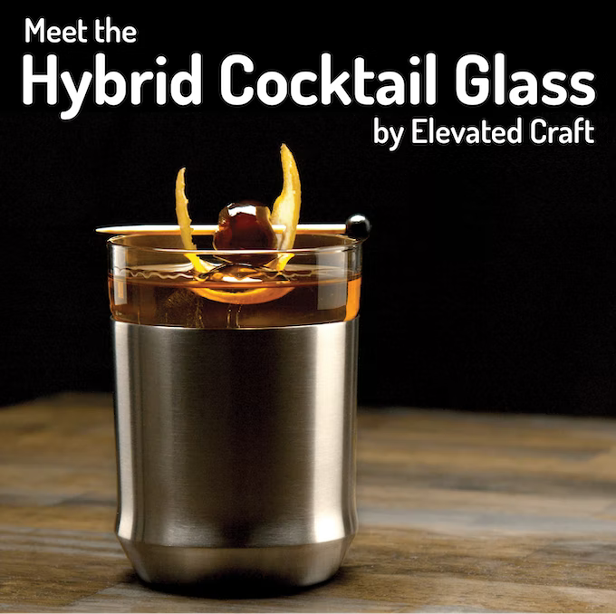 Elevated Craft Hybrid Cocktail Glass in Stainless Steel