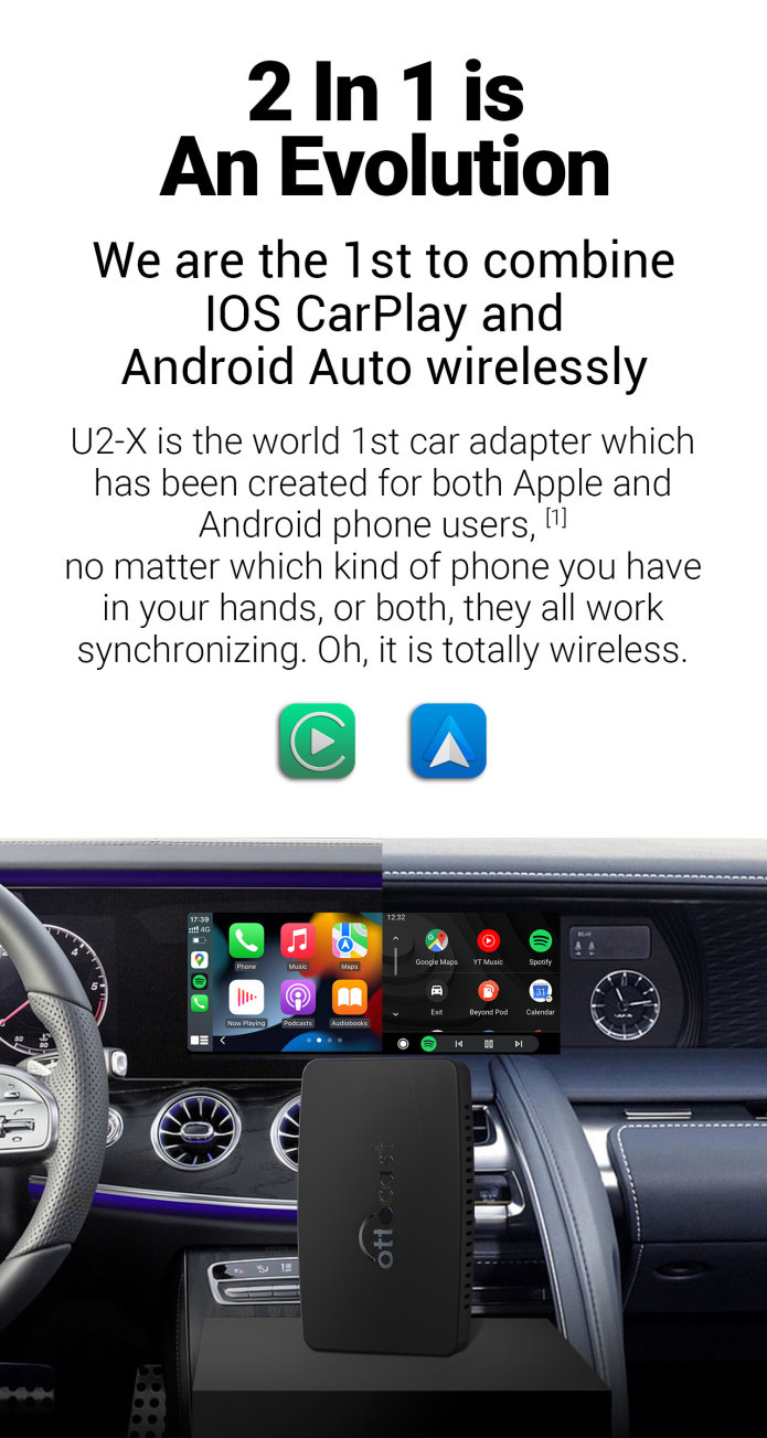 Nuovo adattatore U2-X Pro Wireless Android Auto/CarPlay 2 in 1