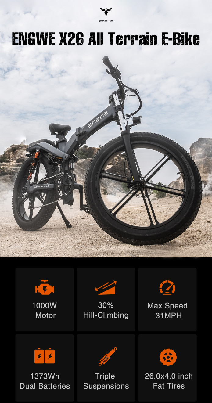 ENGWE X26 AllTerrain EBike 62Mile Longest Range KICKSTARTECH