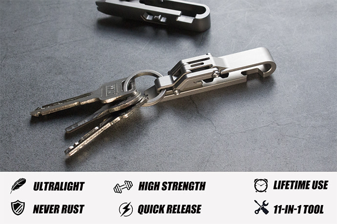 11-In-1 Ti Multifunction Quick-Release Keychain