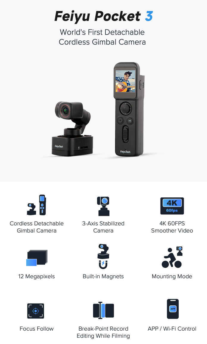 Empleador directorio bloquear Feiyu Pocket 3: Cordless Detachable Gimbal Camera | Indiegogo