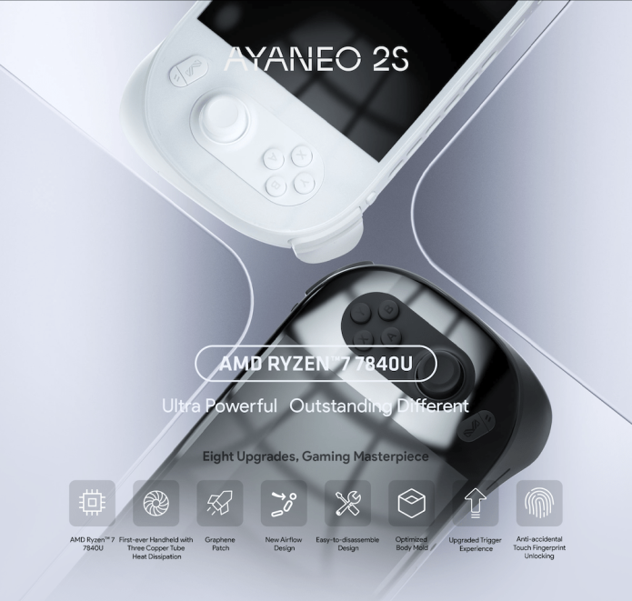 Ayaneo 2S 7 inch AMD Ryzen7 7840U 32G+2T LPDDR5 W11H Handheld Gaming Console - Starry Black