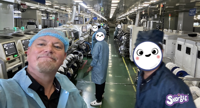 Image contains a photo of our Chief Technology Officer, Steve Hecker, visiting our factory in China.