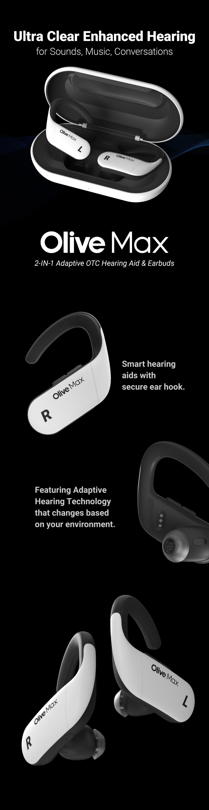 Olive Max: OTC Hearing Aid Earbud & Tinnitus App | Indiegogo