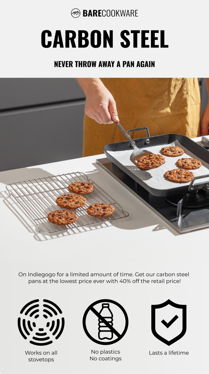 BARE Cookware 4.0: Pre-seasoned Carbon Steel Frying Pans by BARE Cookware —  Kickstarter