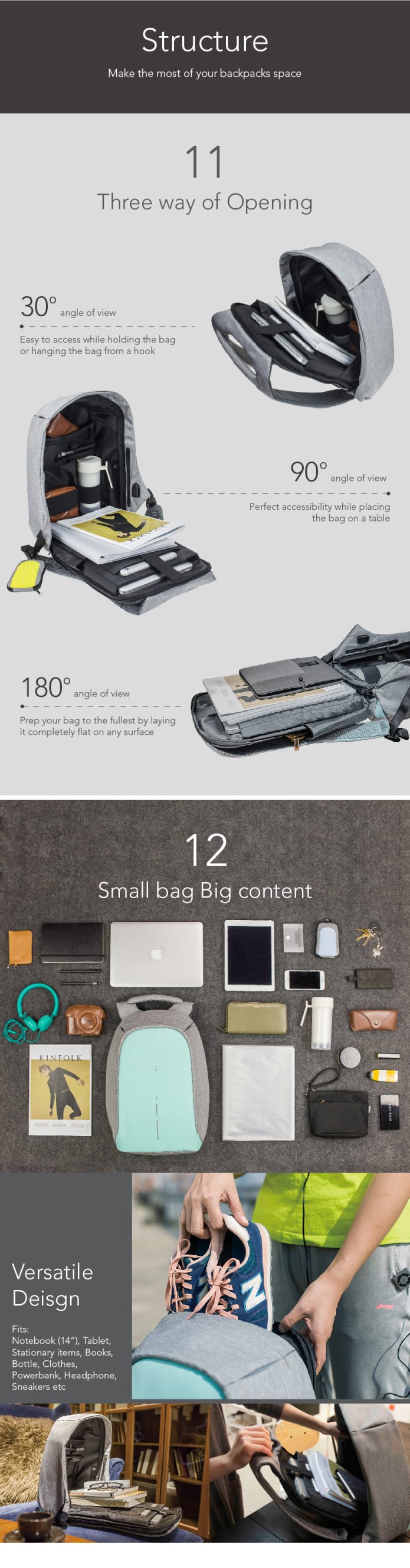 bobby compact anti theft backpack