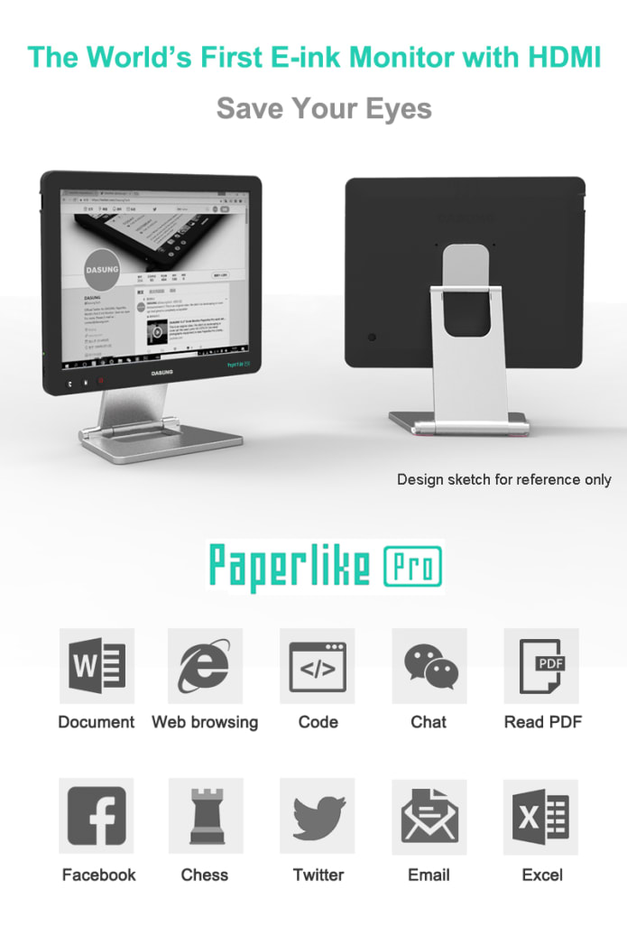 Back ink monitoring. E ink display hdmi. dasung e ink paperlike pro.